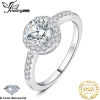 JewelryPalace Moissanite D Color 1ct Round 925 Sterling Silver Wedding Engagement Halo Ring for Woman Yellow Rose Gold Plated