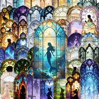 50 PCS Exquisite Clear Stained Glass Silhouette Stickers Dreamy Art Stickers DIY Scrapbook Decorate Material Waterproof Decals