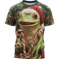 Trendy Men 3D Cartoon Christmas Frog T-shirt Summer Round Neck Short Sleeve 3D Printed Casual Personalized Top