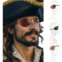 Medieval Steampunk Viking Knight Pirate Vintage Black Faux Leather Eye Patch Halloween Costume Accessories Cosplay Props