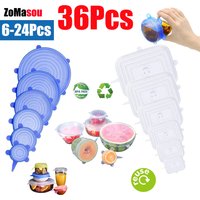 6/12/36PCS Food Silicone Cover Stretch Lids Reusable Airtight Food Cap Wrap Keeping Fresh Seal Bowl Wrap Kitchen Accessories