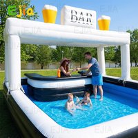 Stock 15*15ft White Outdoor Inflatable Pool Bar PVC Inflatable Pub House Blow Up Pool Bar for Party, Backyard, Patio, Poolside