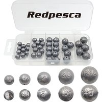100/40Pcs Fishing Lead Sinker Round Weight With Tackle Box Set, Ball Fishing Lead Weights Sinkers Kit for Bass Pesca 31/48 Pcs