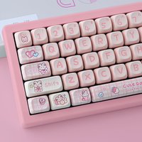 Cute, Pink Bunny MOA Keycap PBT 148 Keys, Customized for 60/84/98/108 Mechanical Keyboard