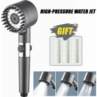 New Black High Pressure Filter Shower Rain Shower 3 Modes Adjustable Booster Filter with Hose Bathroom Accessory Set