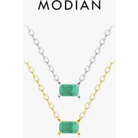 Modian Authentic 925 Sterling Silver Green Tourmaline Necklace Pendant for Women Fashion Bijoux Wedding Statement Jewelry Gifts