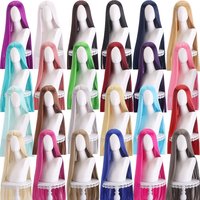 AOSI Long Straight Cosplay Wig 100cm Centre Parting Central Split Blond Pink Red Purple Heat Resistant Synthetic Hair Wigs