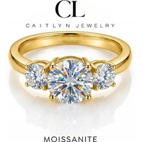 925 Sterling Silver Brilliant 1CT Shiny Round Moissanite Diamond Rings For Women Original Luxury Wedding Fine Jewelry
