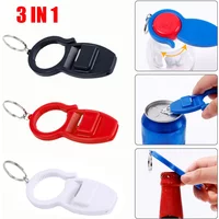 Multi-purpose Portable Bottle Opener Keychain Plastic 3 in 1 Wine Beverage Can Opener Wedding Party Kitchen Gadgets Accessories