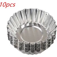 10pcs Aluminum Tart Mold Egg Tart Mold Set Lightweight Non Stick Flat Bottom for Egg Tarts Pudding Baking Pan Home Kitchen Tool