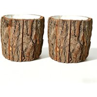 Resin Imitation Wood Plant Pot Vintage Round Decorative Flower Pot For Indoor Fake Tree Bark Succulent Plants Creative Container