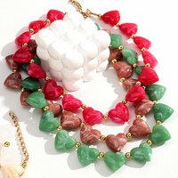 Cute Acrylic Heart Beads Choker Necklace for Women Resin Geometric Heart-shaped Beaded Collar Necklaces Girls Party Jewelry Gift