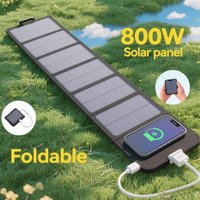 600W Foldable Solar Panel Portable 6-fold Solar Panels Charger USB 5V DC Full Time Power Solar Panel Mobile Power Supply