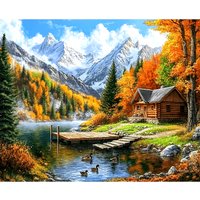 Scenery 500/1000/1200/2000 PCS Jigsaw Puzzles River Duck Cabin Family Activity Games for Gameroom Bedroom Home Decor Gift