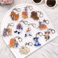 1/11Pcs Disney Lady and the Tramp Acrylic Keychain Bag Charms Accessories Funny Cute Backpack Key Holder Keyring Fans Friends