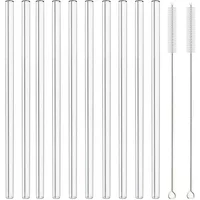 10Pcs 20cm Glass Smoothie Straw Reusable Clear Drinking Straws for Smoothie Milkshakes Environmentally Friendly Drinkware Straw