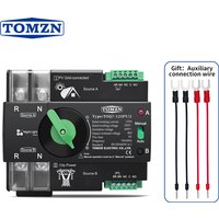 TOMZN 220V 230V szyna Din ATS podwójne zasilanie automatyczny przełącznik elektryczny przełącznik wyboru nieprzerwany 2P 63A 100A 125A TOQ7 PV