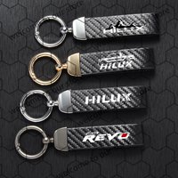 1PCS For Hilux Revo Vigo Rocco Pickup Logo Carbon Fiber Textured Leather Car Keychain Horseshoe Buckle Jewelry Key Chain
