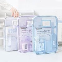 L-Shaped File Bag Zipper Large Capacity Student's Handheld Test Paper Classification Mesh Subject Bag Stationery
