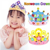 Cute Party Decorations Children's Party Hats DIY Crafts Handmade Crown Hat Non-woven Gifts Princess Headwear Toy