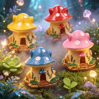 Fairy Tale Mushroom House Resin Mini Ornament Micro Garden Bonsai Landscape Decor Accessories