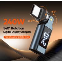 PD240W 540 Rotation Adapter OTG Digital Display 5A Fast Charging USB-C Male to Type-C Female Convertor For iPhone16 MacBook Data