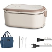 EU US Plug Electric Heated Lunch Box Meal Food Heater 220V 110V 1L Travel Outdoor Work Food Warmer Container Stainless Steel Set