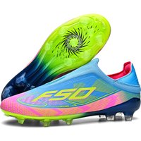 Durable AG/FG Football Boots,Breathable PU Woven Fabric Upper,TPU Non-slip Sole,High Cost Performance for Teenagers Boys Girls