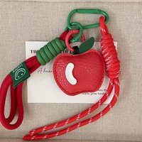 Green Apple Theme Bag Charm With Woven Nylon Rope Pendant Fashionable Keychain For Women Hanging