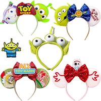 Disney TOY STORY Headbands for Women Cartoon Buzz Lightyear Hair Accessories Girls Cute Alien Ears Hairband Kid Cosplay Headwear
