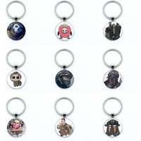 Classic Game Call of Duty Horror Ghost Cartoon Cute Strawberry Ghost Skull Glass Pendant Keychain Jewelry Souvenir Key Ring