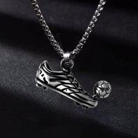 Football Shoe Pendant Necklace Male Vintage Silver Color Hip Hop Punk Sports Style Stainless Steel Chain Fashion Man Jewelry
