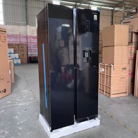 500L Side By Side Refrigerator Black Fridge with Water Dispenser Air Cooled Auto Defrost Fridge Freezer for Home Kitchen