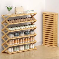 Multi-layer Bamboo Shoe Rack No Assembly Folding Shoe Storage Stand Home Entrance Organizer