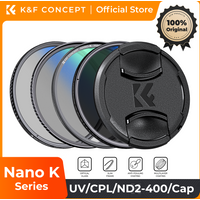 K&F CONCEPT K Series 49-82mm Filters UV/CPL/ND2-400/Black-Mist 1/4 Cap Clean Cloths Camera Lens Filter Set for Nikon Canon Leica