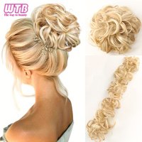 WTB Synthetic Messy Scrunchies Elastic Hair Band Women's Wavy Hair Buns Long Chignon Black Brown Buns Hairpiece For Women