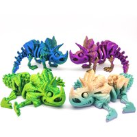 3D Printed Skeleton Triceratops Dinosaur Articulated Action Figure Model for Gifting, Home Decor