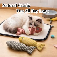 Natural Catnip Fish Toy for Cats Linen Chew Bite Toy Kitten Teething Pillow Interactive Cat Toys Pet Calming Stress Relief Gift