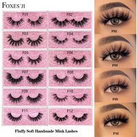 FOXESJI – faux cils naturels, extensions de cils duveteux, fluffy, doux, épais, 3D vison, accessoires de maquillage, faux cils yeux de biche, réutilisables