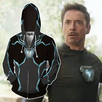 Iron Man Cosplay Costume 3D Outwear Tony Stark Iron Man Hoodie Zipper Autumn Polyester Thin Jacket Party Costume Men Spring