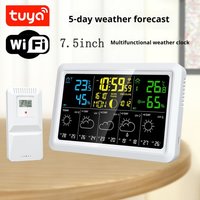 Tuya WIFI Weather Clock Weather Forecast Thermometer and Hygrometer Moon Phase/atmospheric Pressure Brightness Adjustment