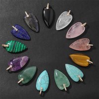 2PCS Natural Stone Heart Pendants 16X27MM Polished Quartz Amethyst Lapis Lazuli Charms with CZ Bail For Jewelry Making Necklace