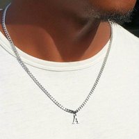 Initials Cuban Chain Necklaces for Men Boys,Waterproof A-Z 26 Alphabet Charm Pendant with 50cm/19.7" Stainless Steel Chain Gifts