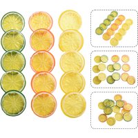 15Pcs/set Fake Lemon Slices Simulation Fruit Model Yellow/Orange/Green Food Phography Props Home Wadding Party Decor