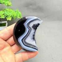 Black Agate Hand-carved Crescent Moon Gemstone Natural Energy Mineral Polished Home Decoration Exquisite Gift