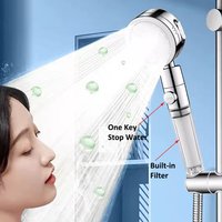 Three Speeds Pressurized Shower Head with Filter Stop Button Water Saving High Pressure Shower Head for Bathroom Accessories