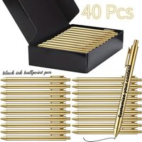 Custom 40pcs Luxury Ballpoint Pen Set with Black Gift Box Retractable Black Ink Laser-Engraved Text, Smooth Writing Pen 10/40pcs