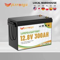 FLLYROWER 12 V 300 Ah LiFePO4-Lithium-Akku mit 200 A BMS-Energie-Tiefzyklen für netzunabhängige Wohnmobile, Solaranlage, Wohnmobil, Boot