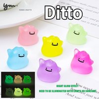 6Pcs Cute Luminous Ditto Mini Figures Kawaii DIY Decor Accessories Car Interior Desktop Ornament Collectible Small Doll Set