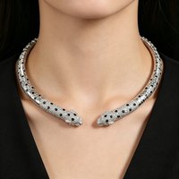 Exquisite Enamel 925 Sterling Silver Spotted Leopard Choker Necklace Animal Fine Jewelry for Women's Evening Birthday Gifts